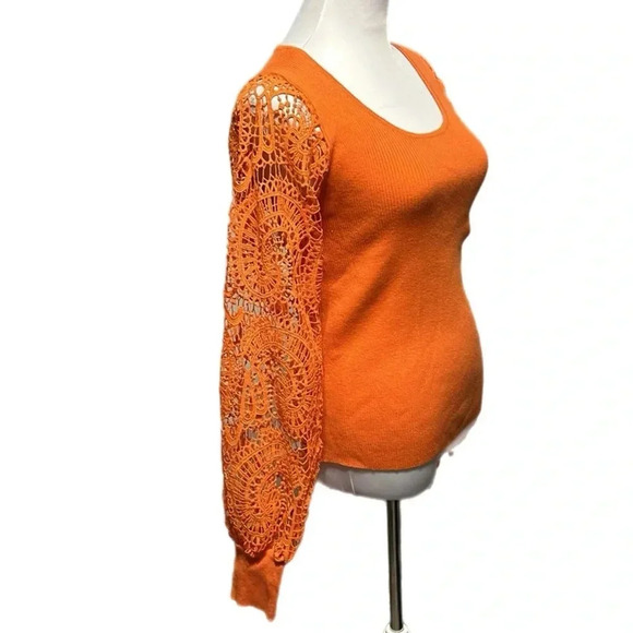 BiBi CROCHET LACE SLEEVE SCOOP NECKLINE KNIT TOP, sz XL, NWOT - Picture 5 of 9